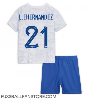 Frankreich Lucas Hernandez #21 Replik Auswärtstrikot Kinder WM 2022 Kurzarm (+ Kurze Hosen)
